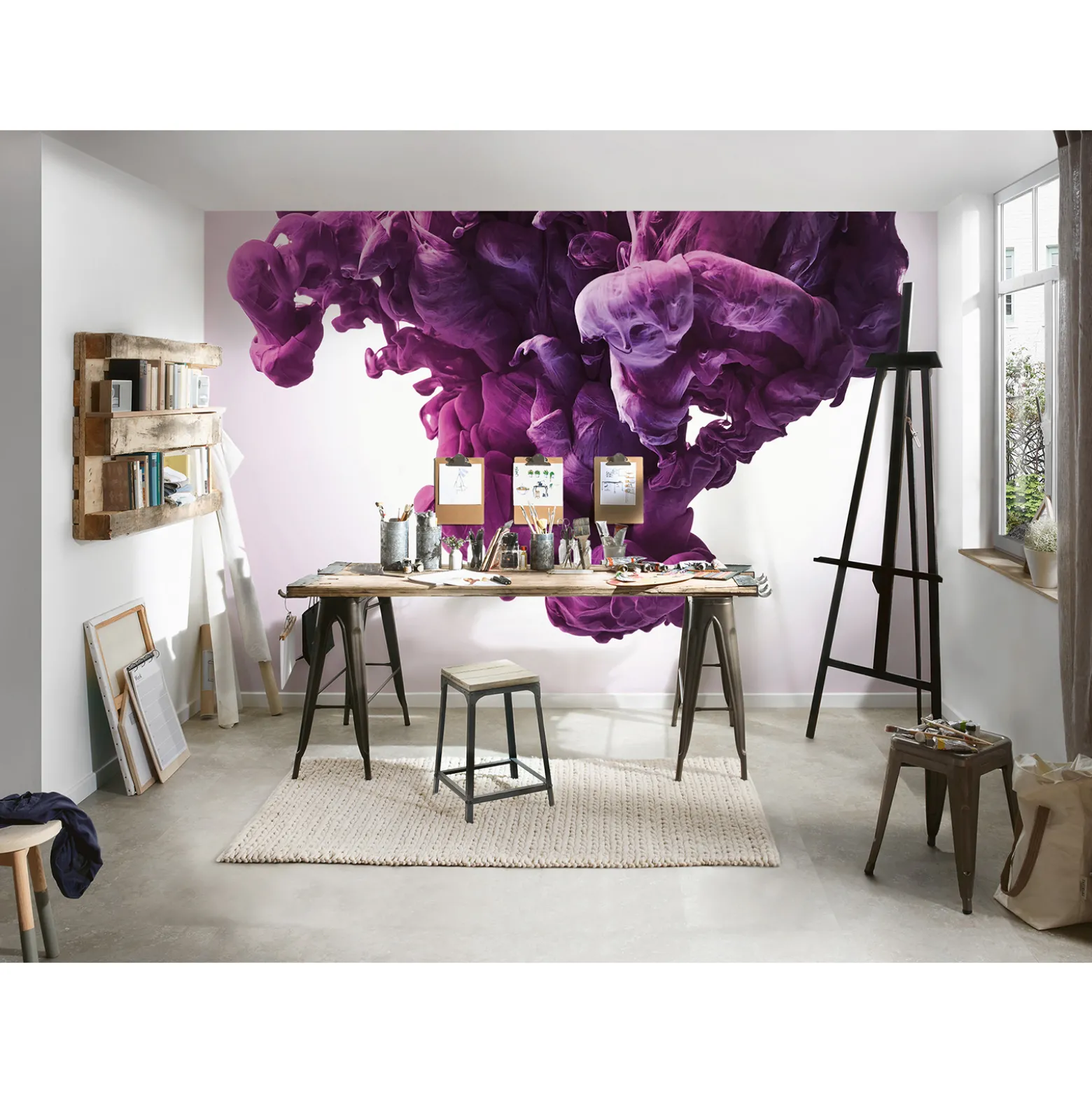 Fototapete Vlies Kunst Abstrakt violett weiß Designwalls