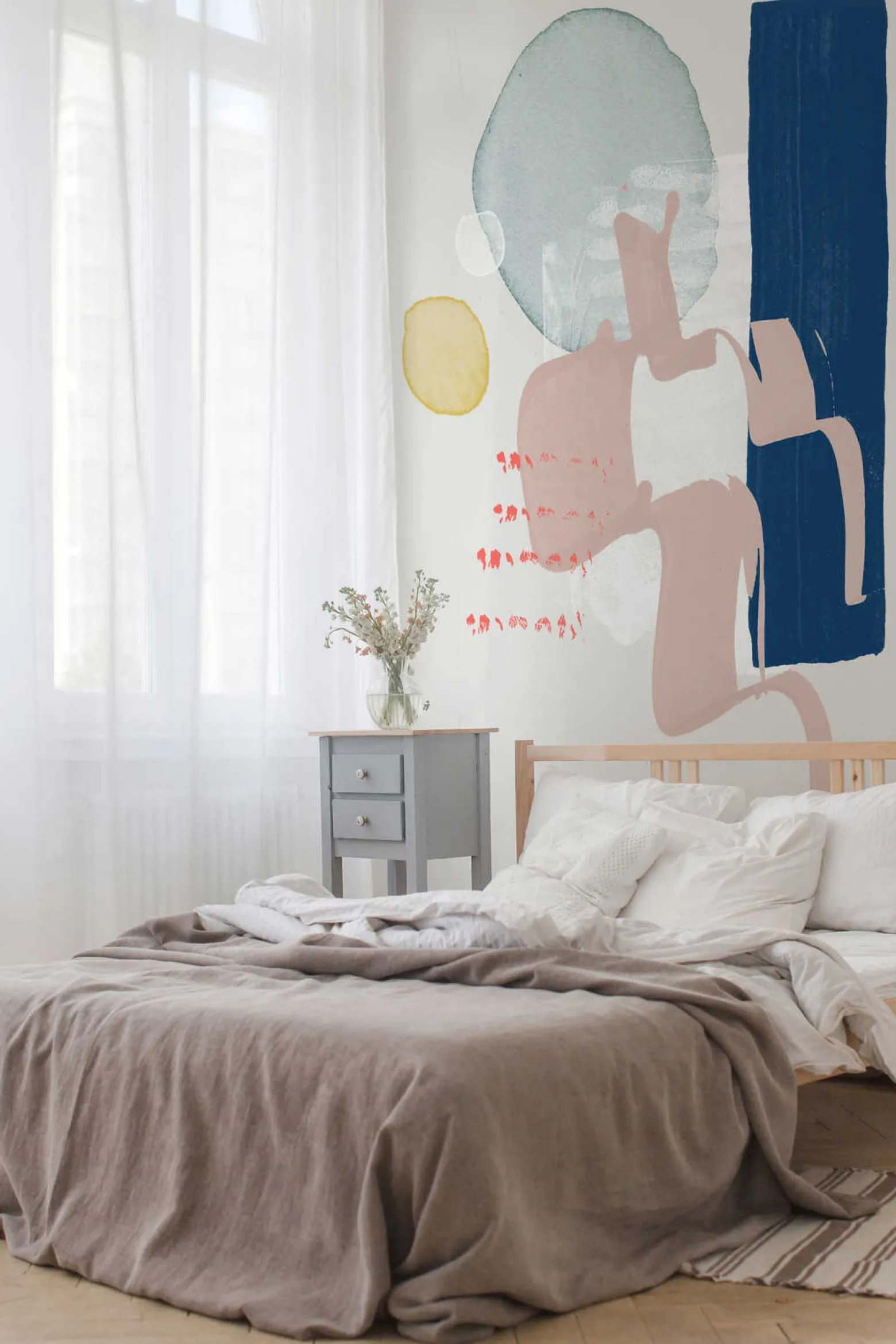 Fototapete Vlies Kunst Abstrakt blau beige grün