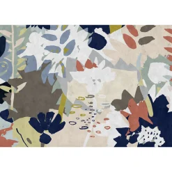 Fototapete Vlies Kunst Floral blau grün braun Premium
