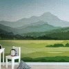 Fototapete Vlies Landschaft Steinmauer grün blau 38298-1