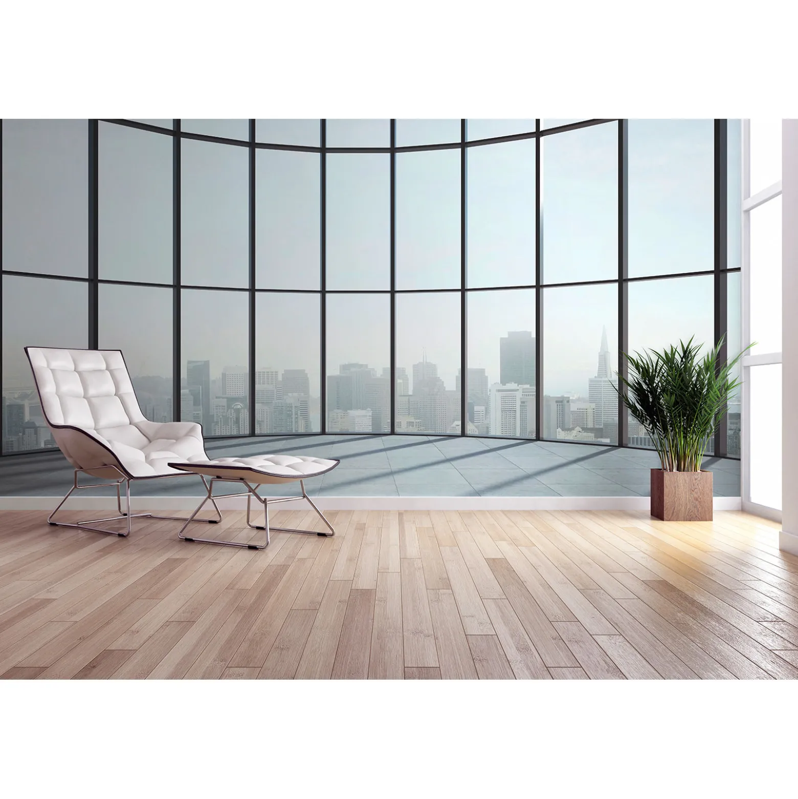 Fototapete Vlies Loft Fenster Großstadt blau