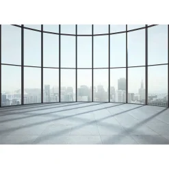 Fototapete Vlies Loft Fenster Großstadt blau