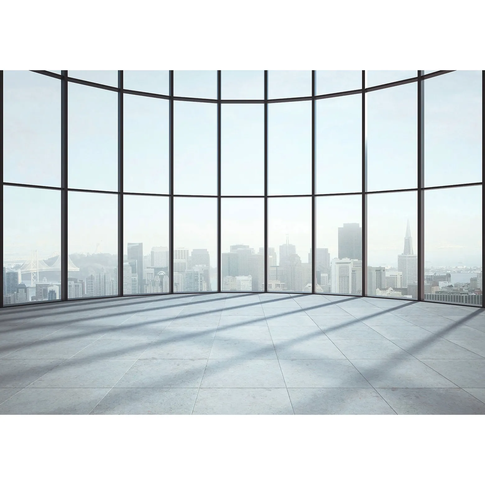 Fototapete Vlies Loft Fenster Großstadt blau