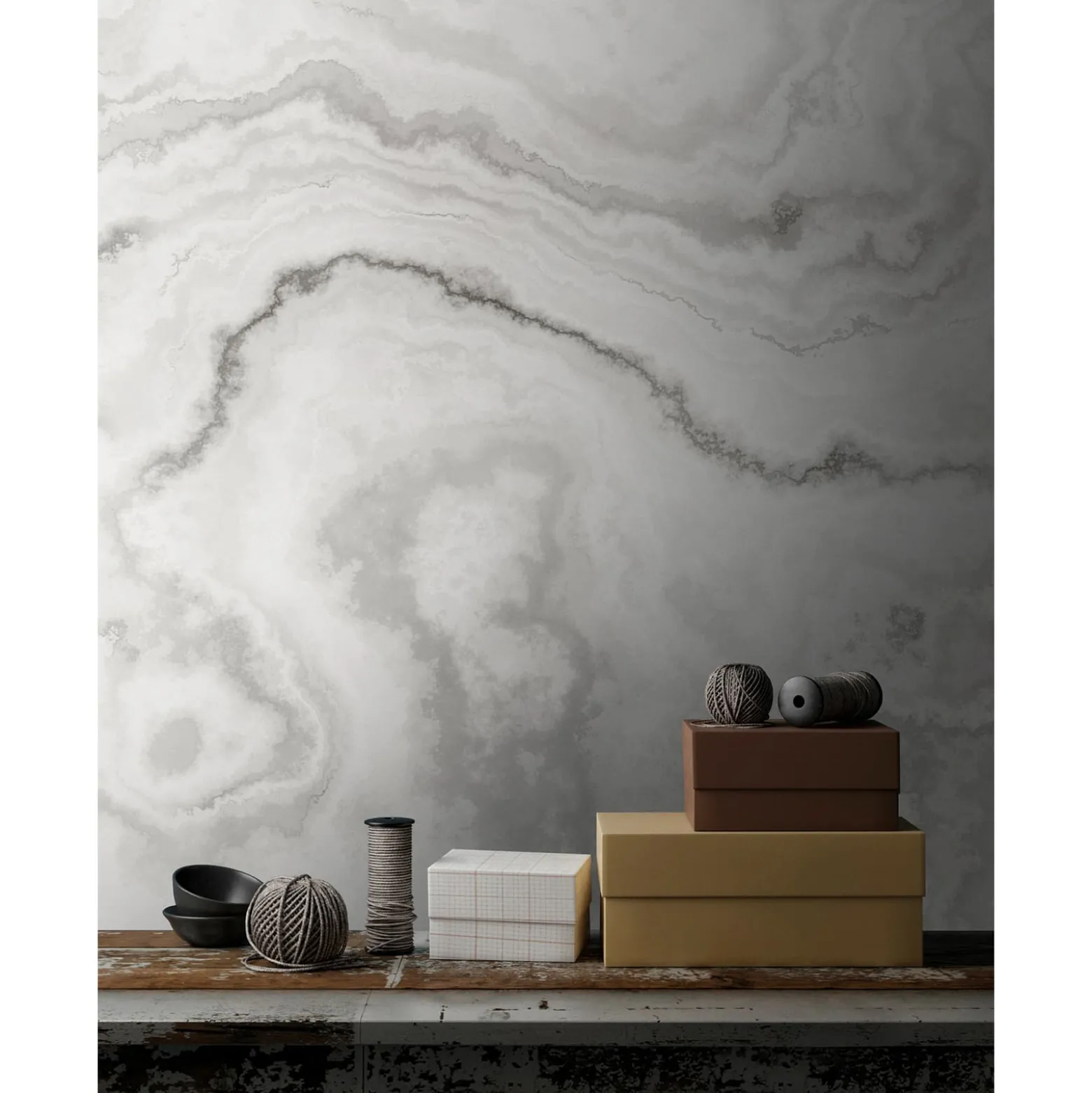 Fototapete Vlies Marmor Aquarell grau weiß Premium