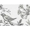 Fototapete Vlies Mauer Stein Vogel Blumen grau Premium