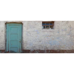 Fototapete Vlies Mauer Stein Tür Fenster blau