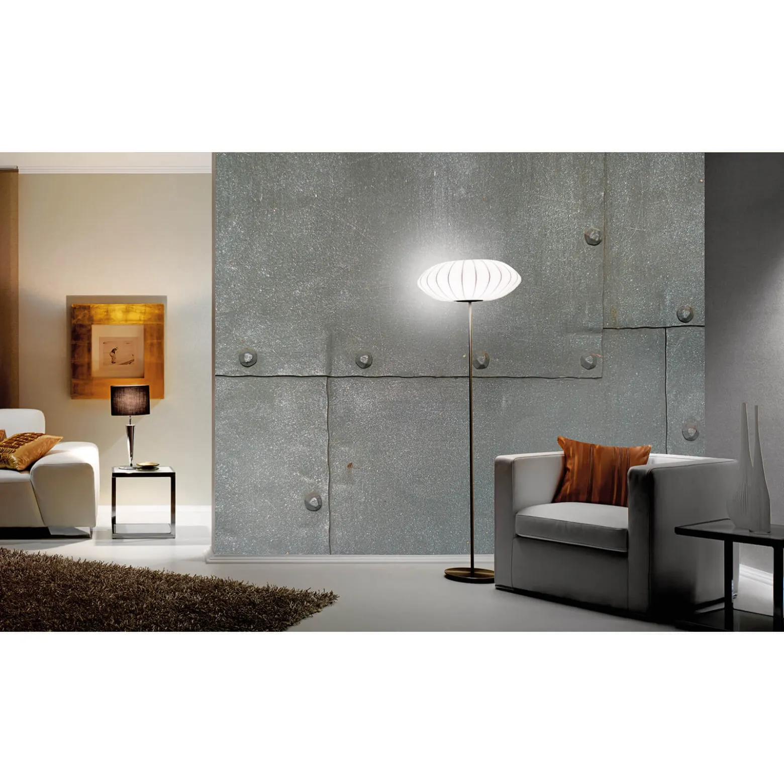 Fototapete Vlies Metall-Platten Nieten silber