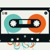 Fototapete Vlies Mixtape Retro blau orange