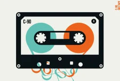 Fototapete Vlies Mixtape Retro blau orange