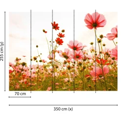 Fototapete Vlies Mohnblumen Floral rosa rot grün