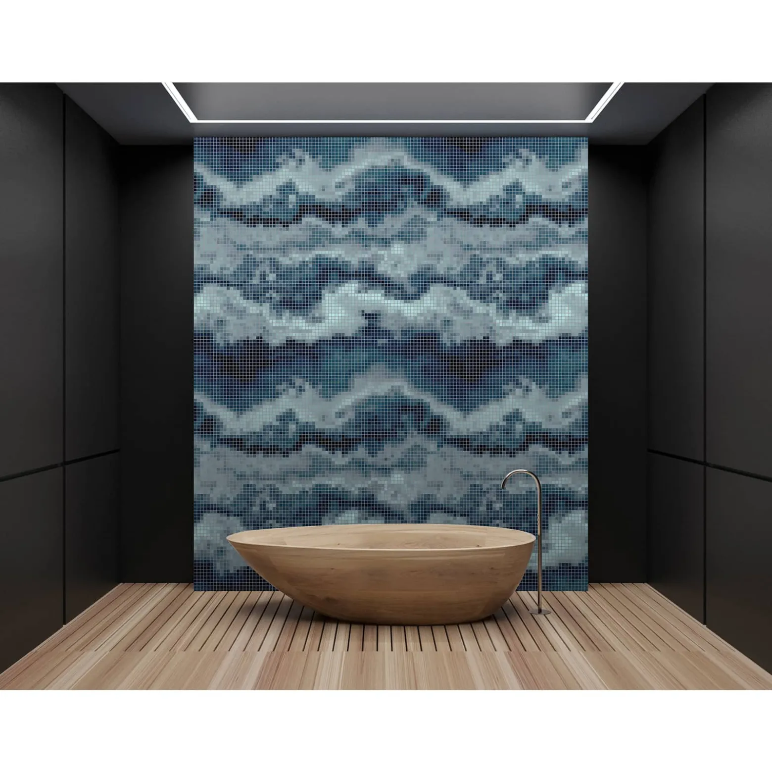 Fototapete Vlies Mosaik Wellen blau türkis Premium