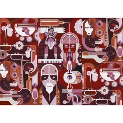Fototapete Vlies Musik Retro Instrumente rot Premium