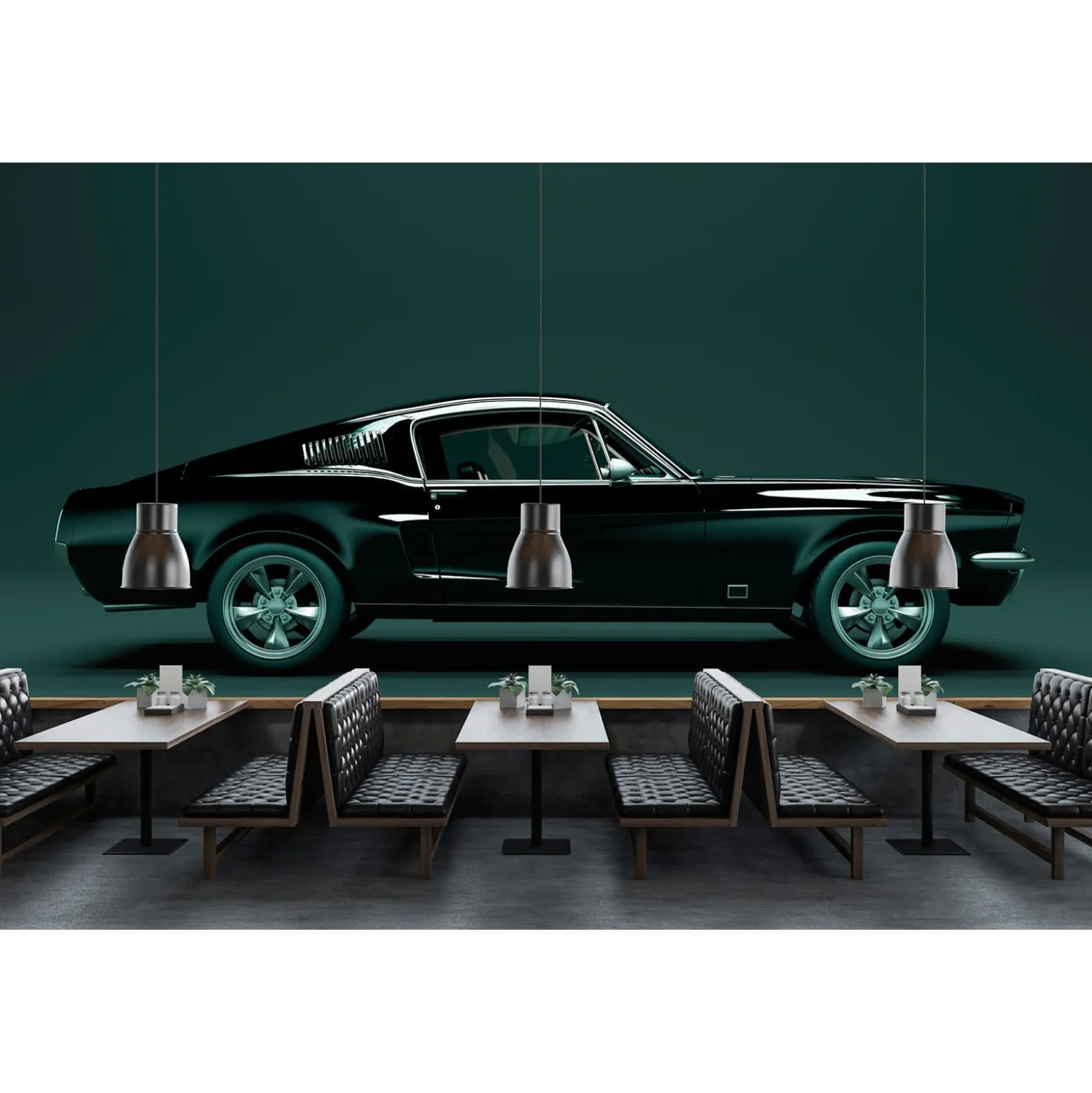 Fototapete Vlies Mustang Seite blau schwarz Premium