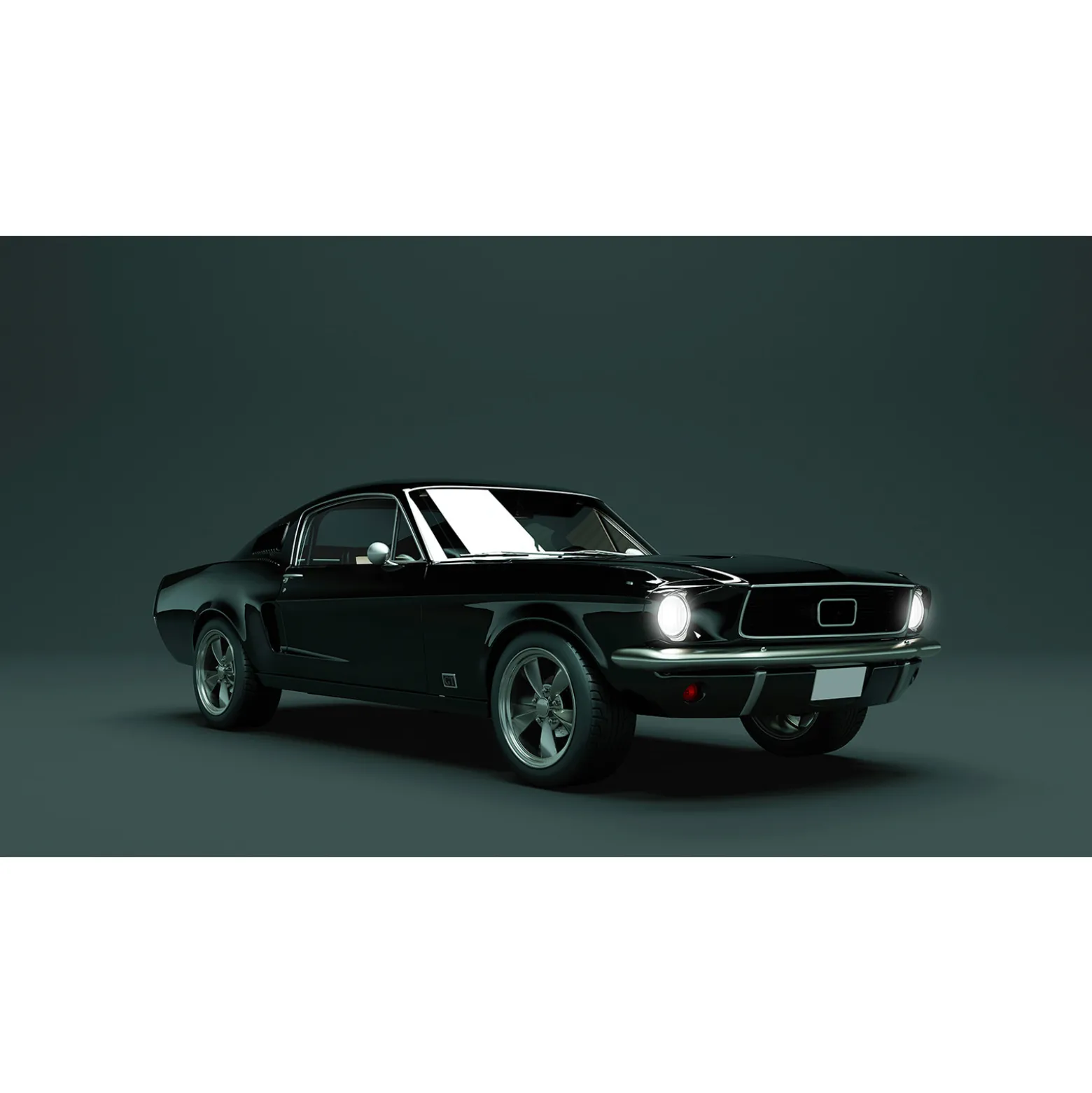 Fototapete Vlies Mustang Vorne blau schwarz Premium