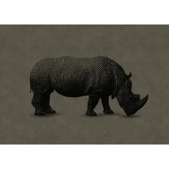 Fototapete Vlies Nashorn Grafik grau schwarz Premium