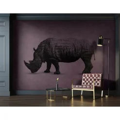 Fototapete Vlies Nashorn Grafik violett grau Premium