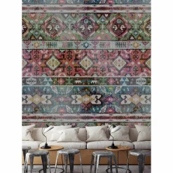 Fototapete Vlies Navajo Muster grün rot blau Premium