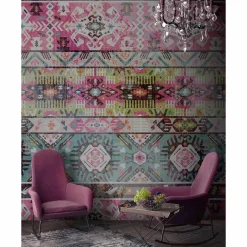 Fototapete Vlies Navajo Muster pink türkis Premium