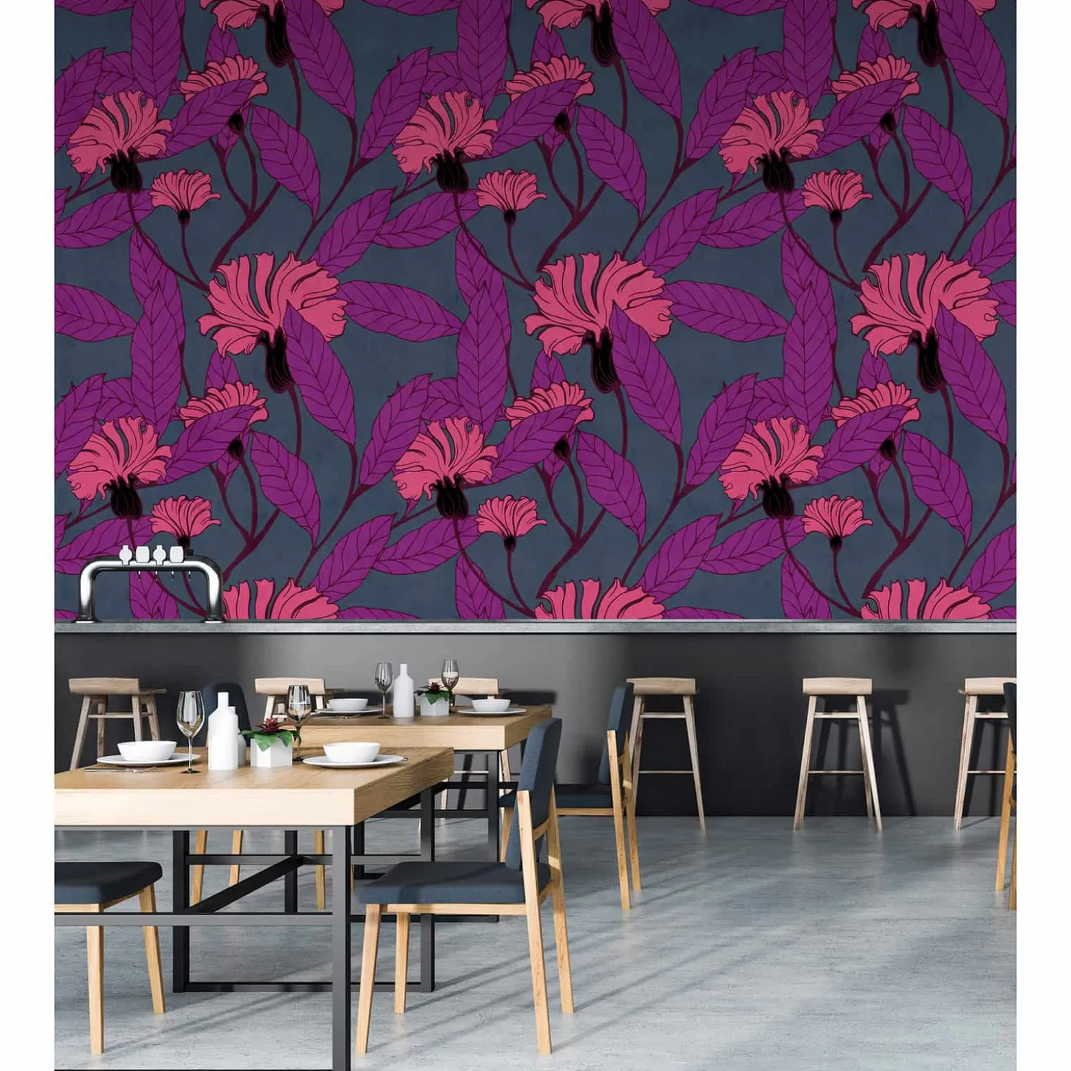 Fototapete Vlies Nelken Blätter pink lila Premium