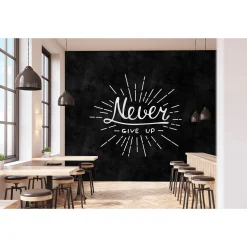 Fototapete Vlies Never Give Up Tafel schwarz Premium