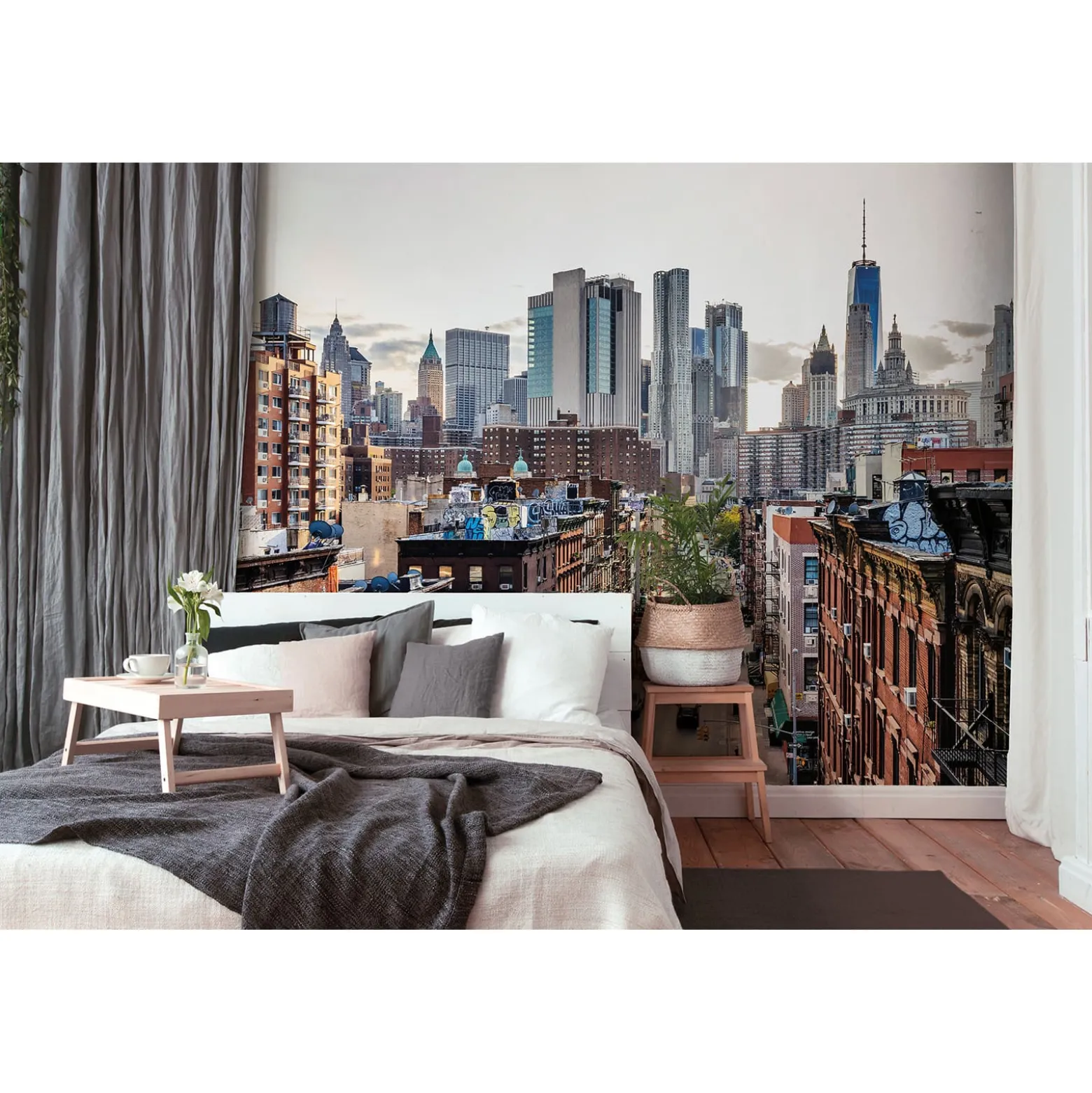 Fototapete Vlies New York Großstadt Hochhäuser grau