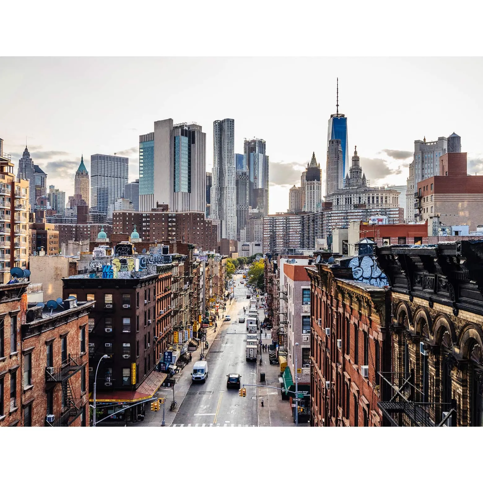 Fototapete Vlies New York Großstadt Hochhäuser grau