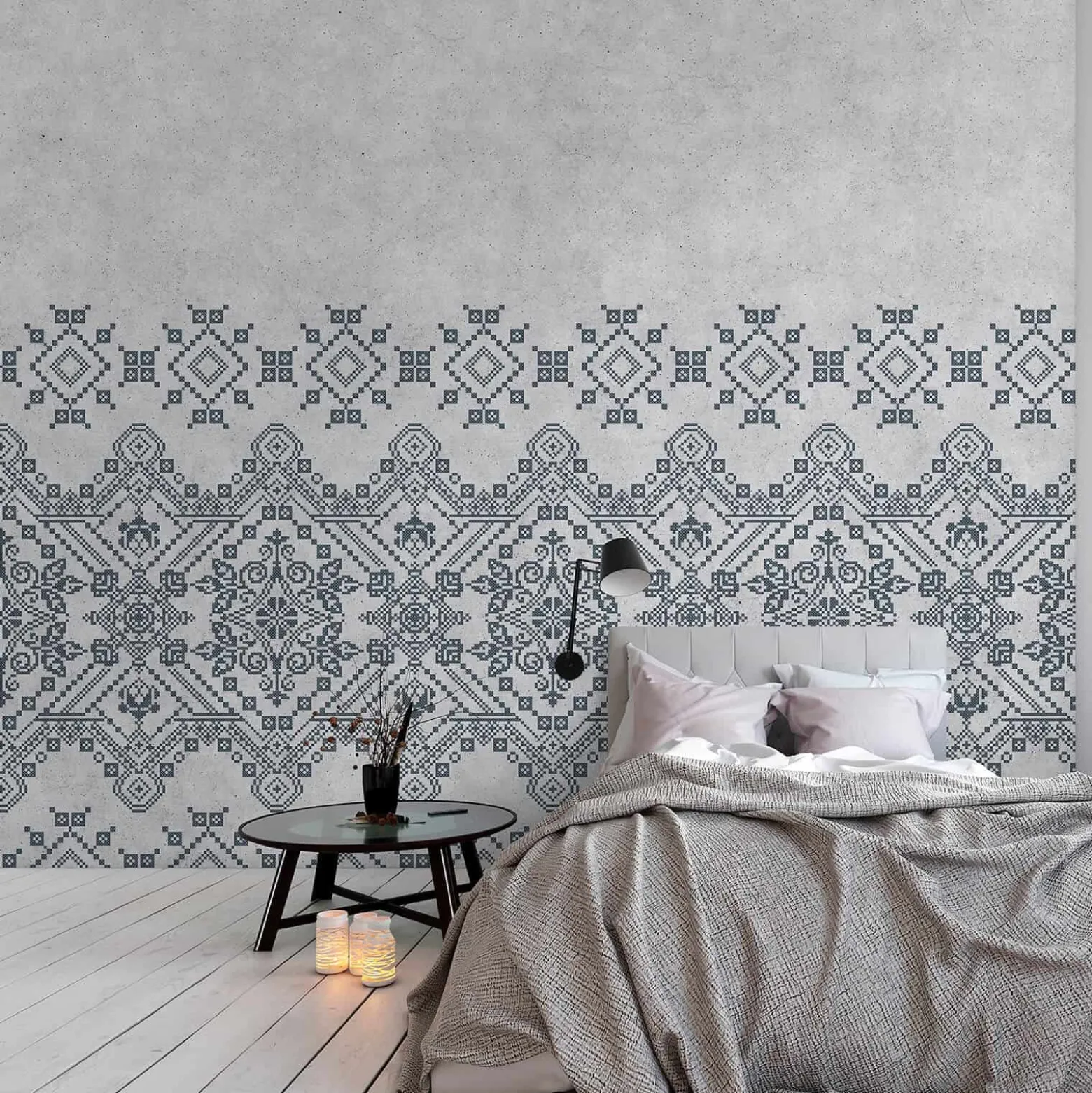 Fototapete Vlies Nordisch Grafisch grau blau Premium