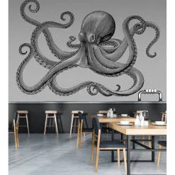 Fototapete Vlies Oktopus Tintenfisch grau Premium