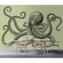 Fototapete Vlies Oktopus Tintenfisch grün Premium