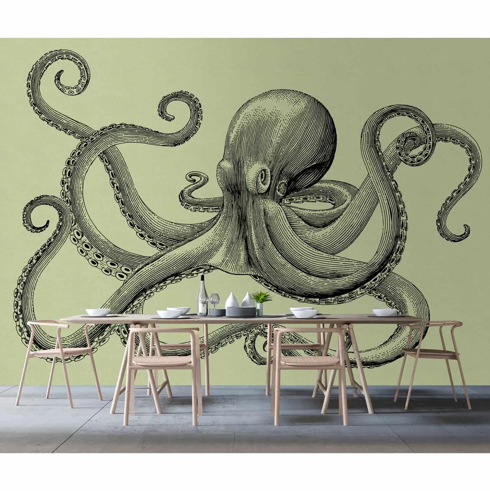 Fototapete Vlies Oktopus Tintenfisch grün Premium