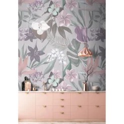 Fototapete Vlies Orchideen Blumen grau violett Premium