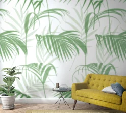 Fototapete Vlies Palmen Blätter Floral grün weiß 47209