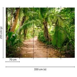 Fototapete Vlies Palmen Weg Tropisch grün braun
