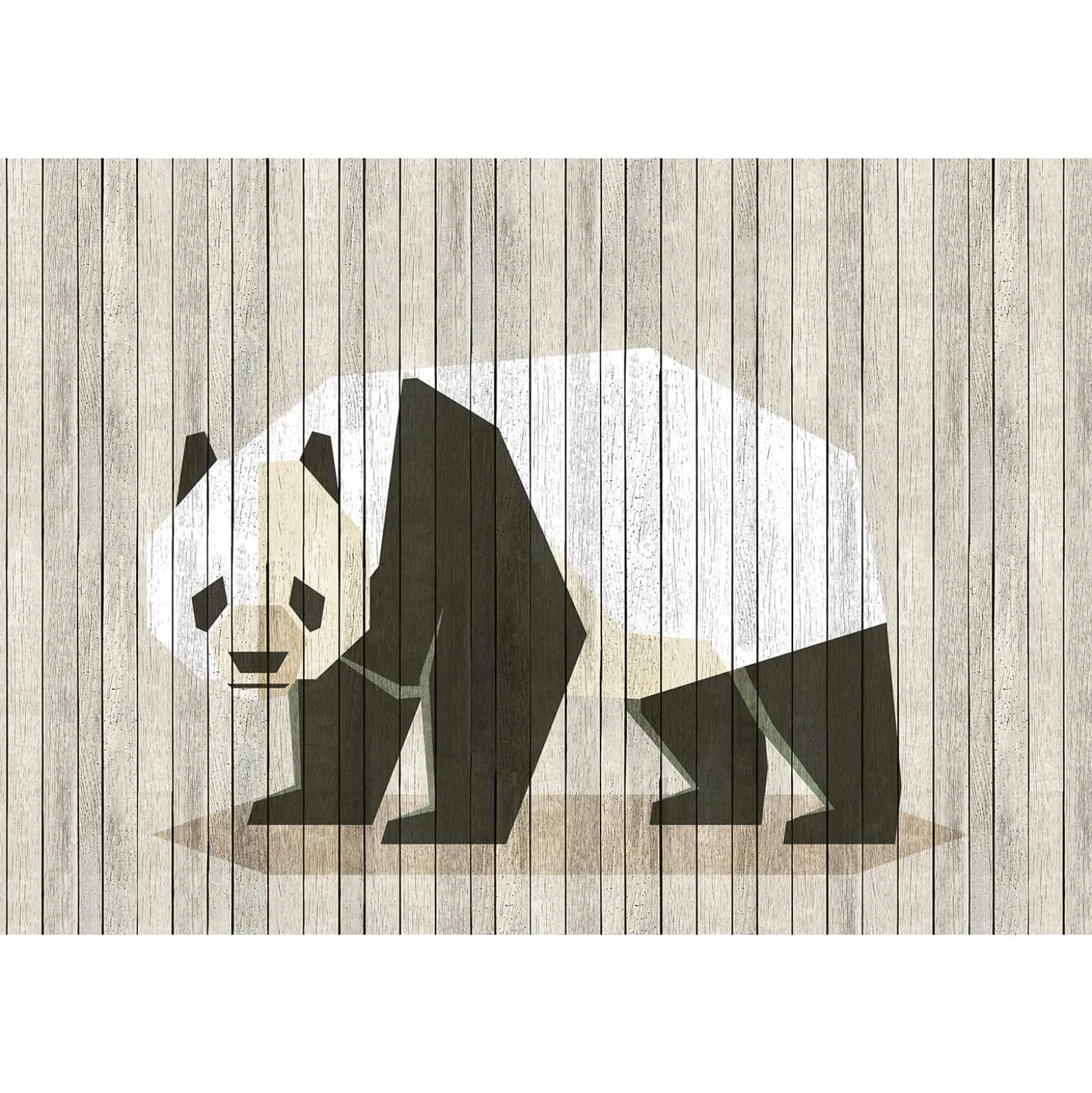 Fototapete Vlies Panda Holz-Paneele braun weiß Premium