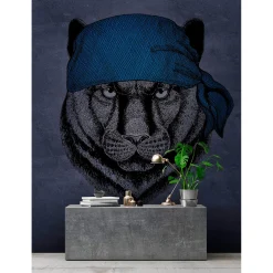 Fototapete Vlies Panther Kopftuch Pirat grau Premium