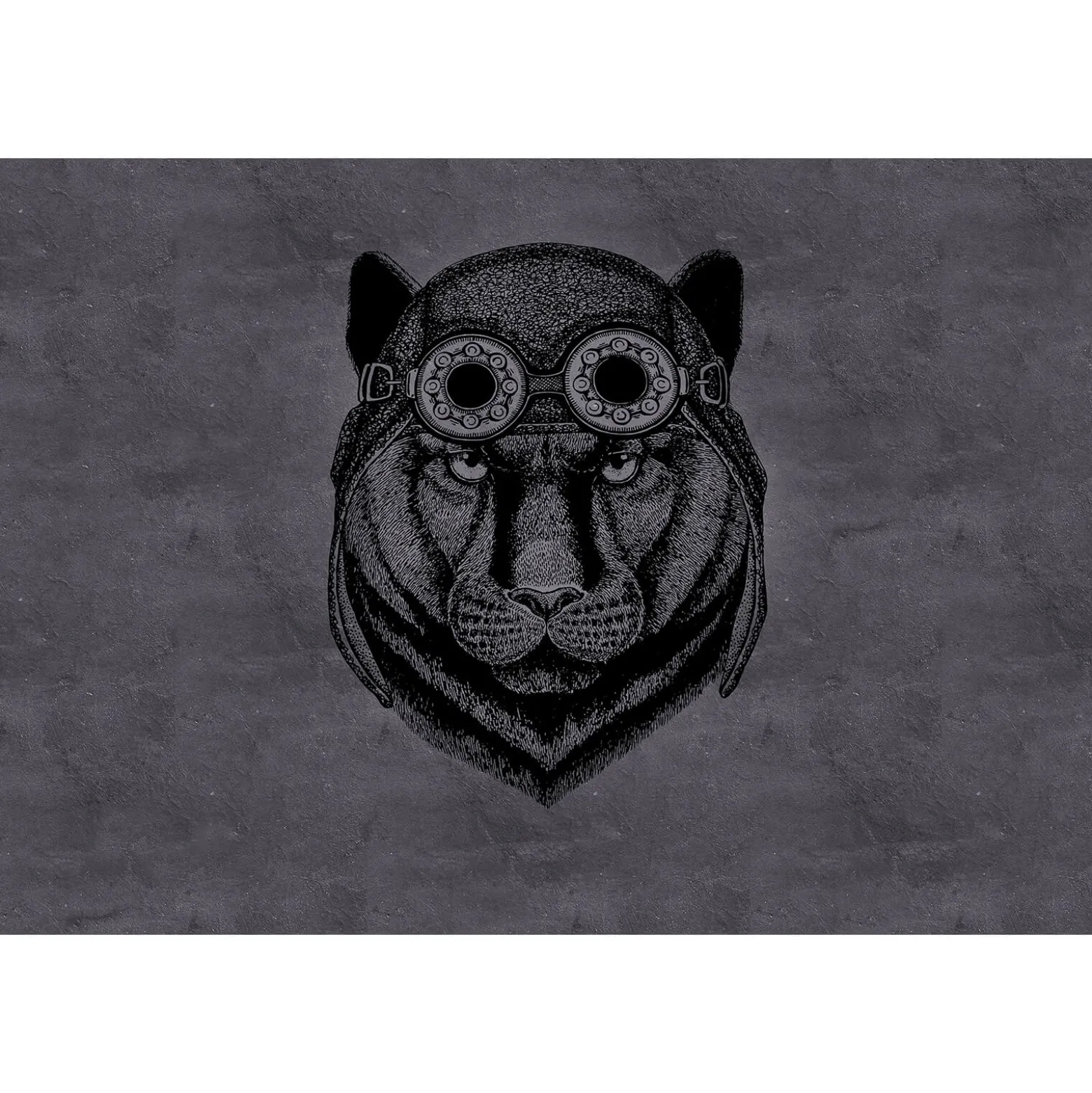 Fototapete Vlies Panther Pilot Brille grau Premium