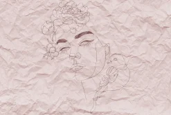 Fototapete Vlies Papier Gesicht Blumen rosa