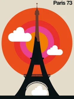 Fototapete Vlies Paris Eiffelturm Retro orange