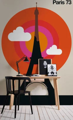 Fototapete Vlies Paris Eiffelturm Retro orange