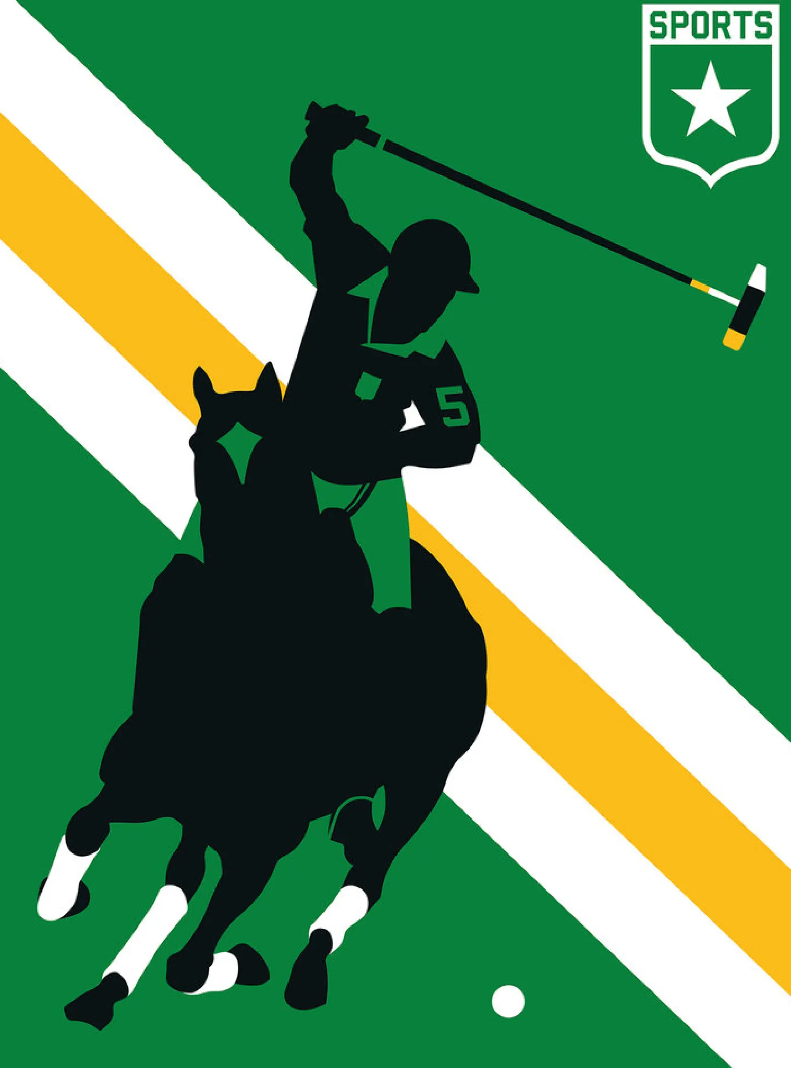 Fototapete Vlies Pferd Polo Retro grün gelb