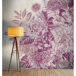 Fototapete Vlies Pflanzen Blumen violett grau Premium