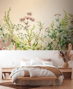Fototapete Vlies Pflanzen Blätter Floral beige 38277-1