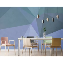 Fototapete Vlies Polygon Pyramide blau türkis Premium