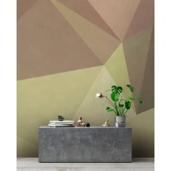 Fototapete Vlies Polygon Pyramide gelb braun Premium