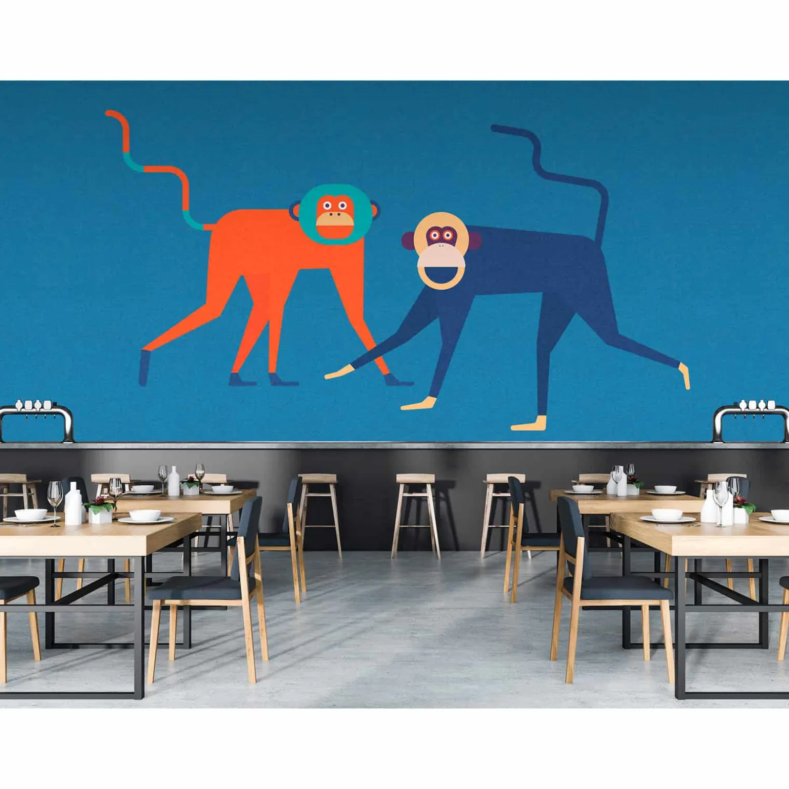 Fototapete Vlies Pop-Art Affen beige blau Premium