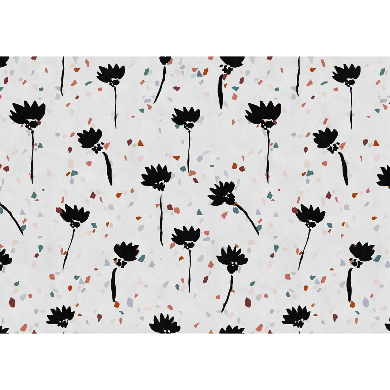 Fototapete Vlies Pop Art Blumen Terrazzo grau Premium
