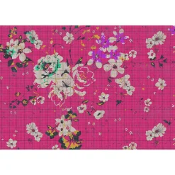 Fototapete Vlies Pop-Art Blumen Fliesen pink Premium