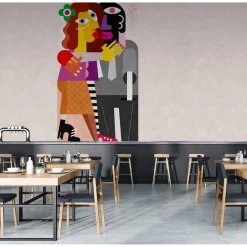 Fototapete Vlies Pop Art Küssen bunt grau Premium