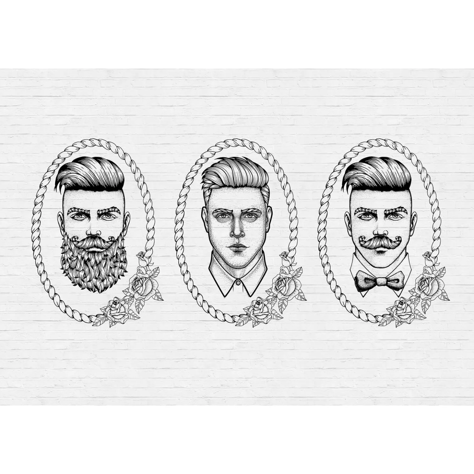 Fototapete Vlies Portrait Männer Hipster weiß Premium