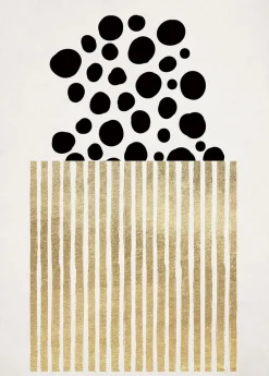Fototapete Vlies Punkte Popcorn gold schwarz
